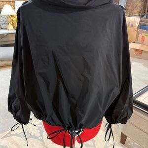 Black Hooded Jacket with Drawstring